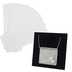 100 Pieces Necklace Chain Adhesive Pouch for Necklace Display Cards, Self-Adhesive Necklace Chain Pockets Clear Jewelry Bags Necklace Chain Pouch to Hold Loose Chain Jewelry Supplies (100 pcs)