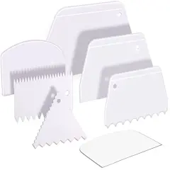 Cake Scraper Cake Smoother, 7 Pcs Dough Scraper Bowl Scraper Cutters Cake Icing Scraper Smoother Tool Set for Bread Dough Cake Fondant Icing