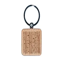 Birch Wood Trees Winter Engraved Wood Square Keychain Tag Charm