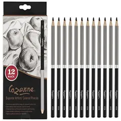 Cezanne Premium Colored Pencils Black Set of 12 - Highly-Pigmented Drawing Pencils - Coloring Pencils for Drawing, Blending, Coloring, and More