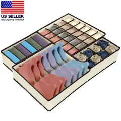 4 Pcs Underwear Organizer Foldable Closet Cabinet Drawer . Beige