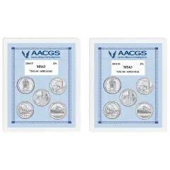 2010P & 2010D Unites States National Parks & Sites Quarters Graded MS63 Brilliant Uncirculated