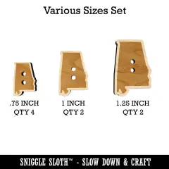 Alabama State Silhouette Wood Buttons for Sewing Knitting Crochet DIY Craft
