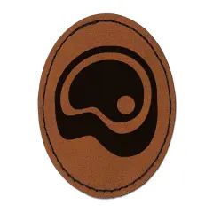 Steak Beef Dinner Icon Round Iron-On Engraved Faux Leather Patch Applique - 2.5" Brown