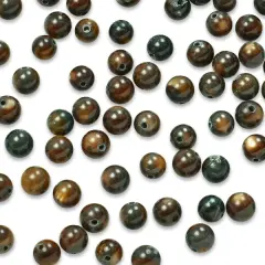 6 Packs of Round Tinted Shell Beads - Slate - 5mm - 2 x 8" Strand