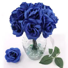 100-Pack: Royal Blue Silk Rose Picks, 8" Stems, 3" Wide, Floral Home by Artificial Flowers