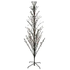 Northlight 9' Pre-Lit Black Cascade Outdoor Halloween Twig Tree, Orange Lights