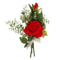 Red Rose and Eucalyptus Artificial Flower Bouquet