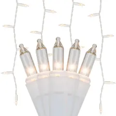 150 Clear Mini Icicle Light Set, White Wire