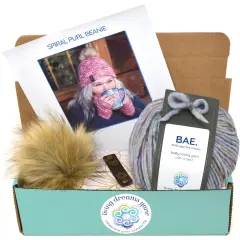 DIY Winter Hat Knit Kit. Includes Bulky Superfine Merino Wool Yarn, Printed Pattern, Pom-Pom, Rim Tag. Soft, Cozy, Great for Gifts Going Steady