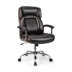 500 Lbs Height Adjustable Office Chair with Metal Base and Extra Wide Seat Brown