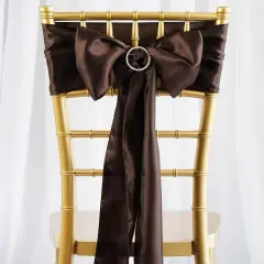10Pcs Satin Chair Sashes for Wedding Reception Decor Chocolate brown