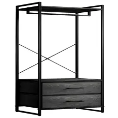 Sorbus Clothing Rack with Drawers - Clothes Stand Dresser - Wood Top, Steel Frame, & Fabric Drawers - Tall Closet Storage Organizer - Garment Rack for Hanging Shirts, Dresses, & Jackets Rustic black