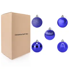 34-Piece Christmas Glitter Ball Ornaments (1.5") Xmas Tree Decorations Blue