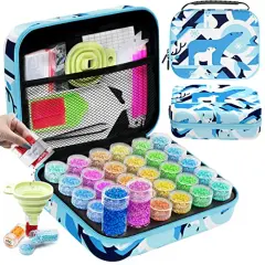 ARTDOT Diamond Painting Storage Containers, 30 Slots Diamond Painting Kits Accessories and Tools Portable Diamond Painting Organizer Case for 5D Diamond Beads Jewelry Rings (Blue)
