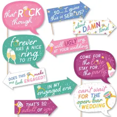 Big Dot of Happiness Funny Just Engaged - Colorful - Engagement Party Photo Booth Props Kit - 10 Piece