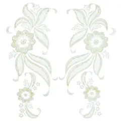 Vintage Daisy With Leaf Bridal Applique/Patch 2 Pack - 17" x 6 1/2" Ivory