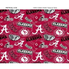 Sykel Enterprises-University of Alabama Cotton Fabric-Alabama Crimson Tide Tone On Tone Cotton Quilting Fabric