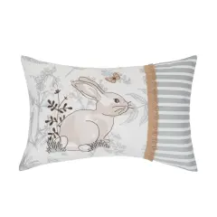 Easter Spring Garden Toile Bunnie Bunny Accent Lumbar Throw Pillow, 13" x 20"