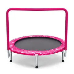 36 Inch Kids Trampoline Mini Rebounder with Full Covered Handrail Pink