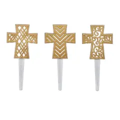 Gold Cross Assortment DecoPics Cupcake Decoration, 12ct