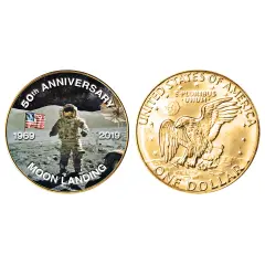 Moon Landing Eisenhower Colorized Dollar Gold Layered Coin