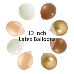 60 Packs 12 Inch Retro Brown Cream Balloon, Brown Beige Balloons, Sand White Neutral Balloons Metallic Gold Balloons for Birthday Baby Shower Jungle Boho Wedding Decorations