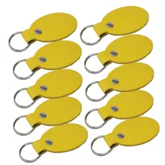 Oval Leather Keychains Kit &ndash; Full-Grain Latigo, DIY Personalization Ready, 10 Pack Yellow