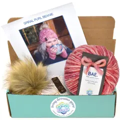 DIY Winter Hat Knit Kit. Includes Bulky Superfine Merino Wool Yarn, Printed Pattern, Pom-Pom, Rim Tag. Soft, Cozy, Great for Gifts Mon Amour