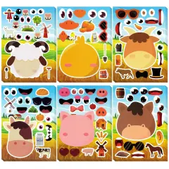 Wrapables Make Your Own Sticker Sheets, DIY Make a Face Animal, Food, Party Favor Stickers (24 Sheets) Farm Animals