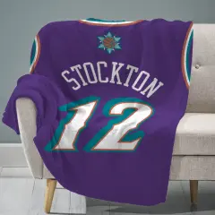 Sleep Squad Utah Jazz John Stockton 60&rdquo; x 80&rdquo; Raschel Plush Jersey Basketball Blanket
