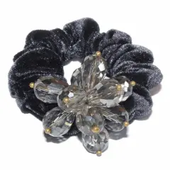 Kitcheniva Crystal Flower Scrunchies Hair Tie For Women Clear
