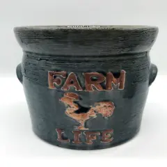 Farm Life Crock Planter - SMALL Blues Dark Gray