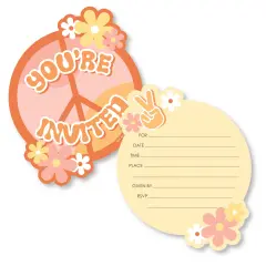 Big Dot of Happiness Stay Groovy - Shaped Fill-In Invitations - Boho Hippie Party Invitation Cards with Envelopes - Set of 12