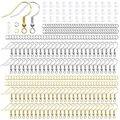 600 Pieces Hypoallergenic Earring Hooks, Earring Making Kit with Jump Rings and Clear Rubber Earring Backs for DIY Jewelry Making (Silver and Gold)