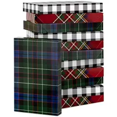 Hallmark Plaid Shirt Box Bundle (12 Boxes, 3 Designs) Blue, Green, Red, Black Buffalo Check for Christmas, Hanukkah, Birthdays, Father's Day