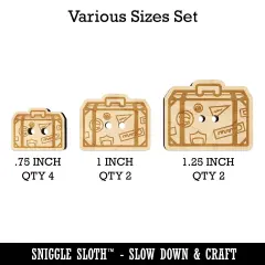 Travel Suitcase with Destination Stickers Wood Buttons for Sewing Knitting Crochet DIY Craft