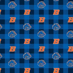 Sykel Enterprises-Boise State University Fleece Fabric-Boise State Broncos Buffalo Plaid Fleece Blanket Fabric-Sold by the yard