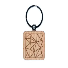 Geometric Abstract Background Engraved Wood Square Keychain Tag Charm