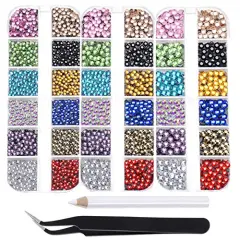 10000 Pieces Flatback Glass Hotfix Iron On Rhinestones Crystal for DIY Making with 1 Tweezer & 1 Picking Pen for Shoes, Clothes, Face Art, Bags, Manicure (12-Colors, 3 Sizes)