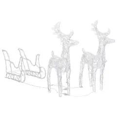 Acrylic Reindeers & Sleigh Christmas Decoration 51.2" with 160 LEDs