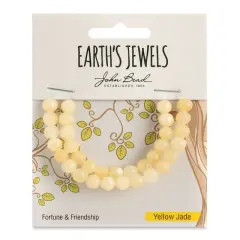 Earth's Jewels Semi-Precious Yellow Jade Natural Round Beads, 6mm