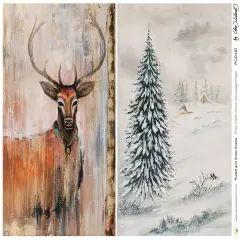 Posh Chalk Rice Paper - Winter Deer & Snow Scene