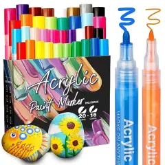 36 Pack Acrylic Paint Marker Pens for Rock Painting, Wood, Canvas, Ceramic, Glass, Fabric, Metal, Paper, Scrapbooking, Pumpkin Painting, Arts Crafts Supplies for Adults Kids(Fine Tip & Medium Tip)