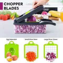 Vegetable Chopper, Pro Onion Chopper, Multifunctional 13 in 1 Food Chopper, Kitchen Vegetable Slicer Dicer Cutter,Veggie Chopper With 8 Blades,Carrot and Garlic Chopper With Container (Gray)