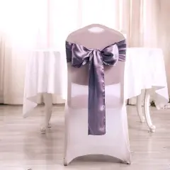 10Pcs Satin Chair Sashes for Wedding Reception Decor Amethyst