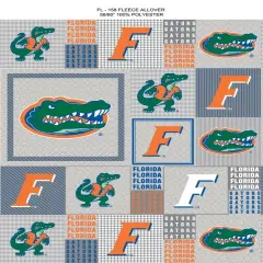 Sykel Enterprises-University of Florida Fleece Fabric-Florida Gators Grey Block Fleece Blanket Fabric-Sold by the yard
