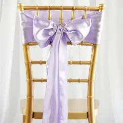 10Pcs Satin Chair Sashes for Wedding Reception Decor Lavender
