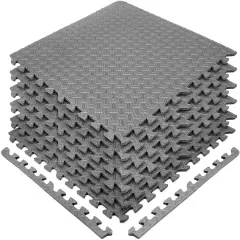 Sorbus Interlocking Foam Gym Floor Tiles -Great Exercise Mat Tiles for Workout, Yoga, Heavy Exercise Equipment Mat (24"x 24 " | 6 Pack) Gray