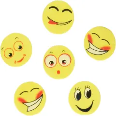 Rhode Island Novelty Lot of 72 Assorted Round Emoticon Face Erasers